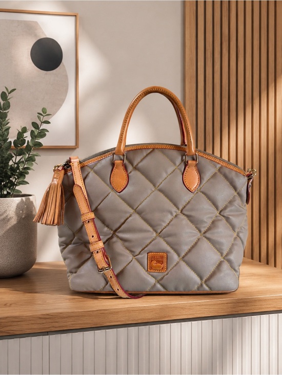 Dooney & Bourke Handbags - Dooney & Bourke Quilted Nylon Satchel with Leather Trim